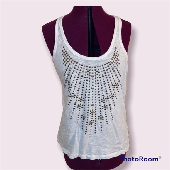 Urban Behavior Tops - Urban Behavior size small razor back tank. White with silver…